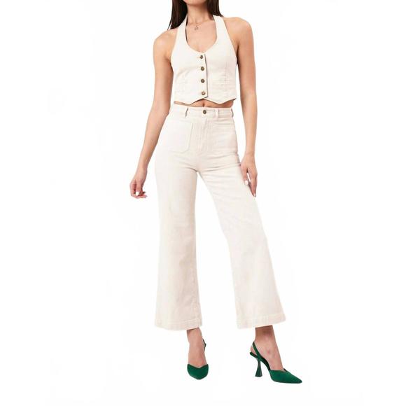 NEW ROLLA'S halter stretch denim vest in off white - Picture 2 of 4